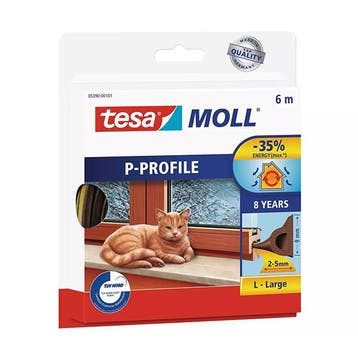 Tochtstrip | Tesa | 6 meter (P-profiel, Zelfklevend, Bruin), Verzenden, Nieuw
