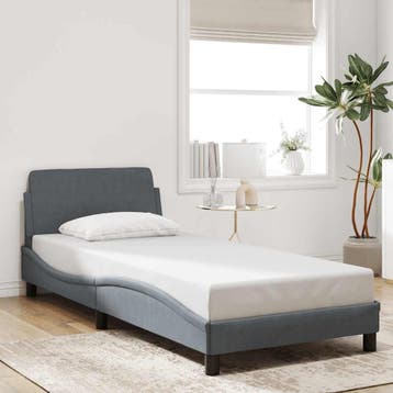 vidaXL Bedframe Dover donkergrijs 90x190 cm fluweel, 90 cm, Eenpersoons, Verzenden, Nieuw