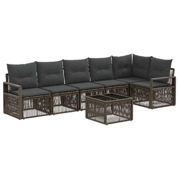 vidaXL Tuinbankenset 7 pcs Grijs poly rattan, Verzenden, Nieuw, 7 zitplaatsen