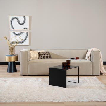 50% Korting: Velvet bank 3-zits Memphis beige, Ophalen, Zo goed als nieuw, Velvet chique, Modern