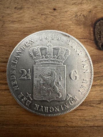 Nederland. Willem II. 2 1/2 Gulden 1848 (Zonder