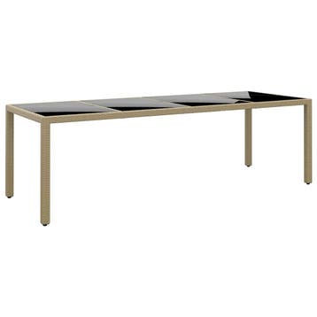 vidaXL Tuintafel met glazen blad poly rattan beige, Tuin en Terras, Tuintafels, Verzenden, Nieuw