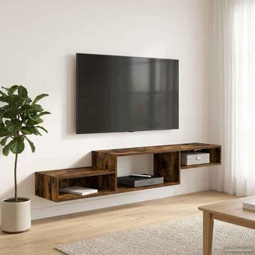 vidaXL Wandgemonteerd tv-meubel Muurmontage Gerookt eiken, Huis en Inrichting, Verzenden, Nieuw