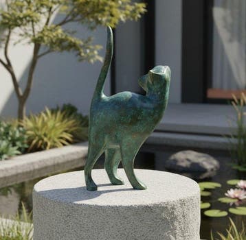 sculptuur, Affectionate Cat - 31 cm - Brons