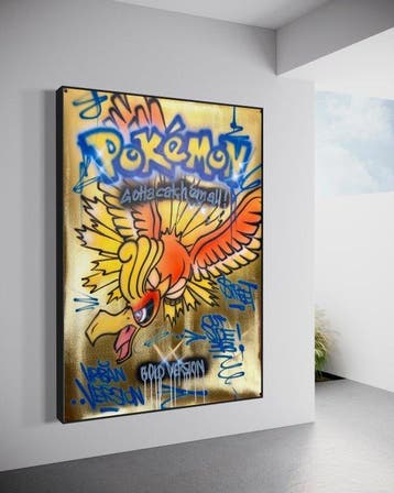 Outside313 - Pokémon Gold - On gold canvas - Very rare -