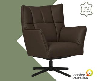 Leren draaifauteuil Lovely - Toledo Espresso (bruin), Nieuw, Ophalen of Verzenden, 75 tot 100 cm, Eigentijds, Modern, Retro, Vintage