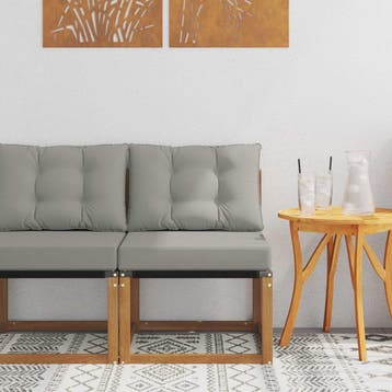 vidaXL Buitenzitmiddelsofa Massief acaciahout en Textilene, Verzenden, Nieuw