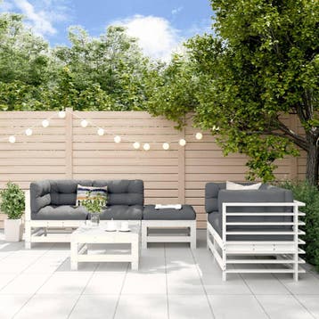 vidaXL 6-delige Loungeset massief grenenhout wit, Verzenden, Nieuw, 6 zitplaatsen, Loungeset