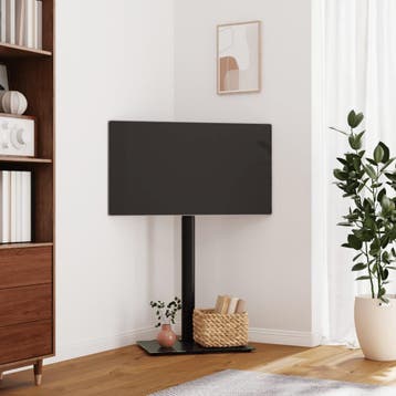 vidaXL Tv-standaard hoekmodel 1-laags voor 32-65 inch zwart, Audio, Tv en Foto, Televisie-accessoires, Verzenden, Nieuw