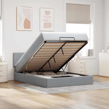 vidaXL Bed met matras 140x190 cm stof lichtgrijs, Verzenden, Nieuw, Tweepersoons, 140 cm
