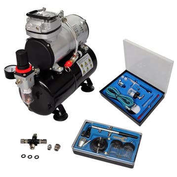 vidaXL Airbrush Compressorset met 2 pistolen, Doe-het-zelf en Verbouw, Verzenden, Nieuw