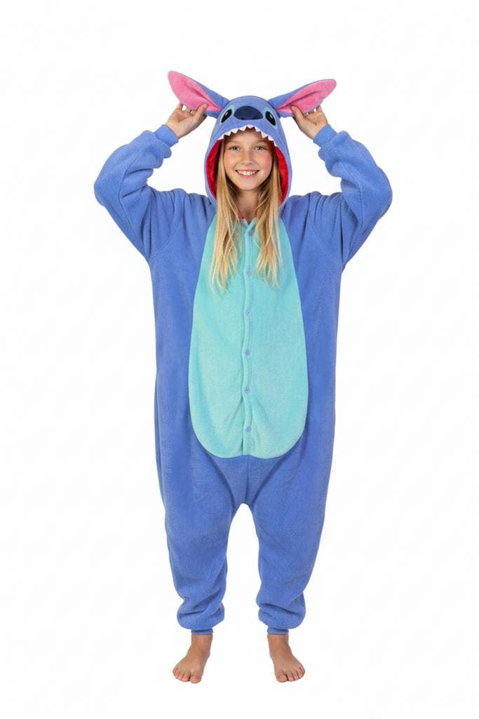 Onesie Lilo Stitch Pak Kind Blauw 110-116 Stitchpak Jumpsuit, Kinderen en Baby's, Carnavalskleding en Verkleedspullen, Nieuw, 110 t/m 116