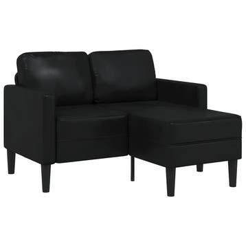 vidaXL Tweezitsbank met chaise longue L-vorm zwart 125 cm, Verzenden, Nieuw, Tweepersoons, Leer