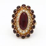 Ring - 14 karaat Geel goud - Granaat, Nieuw