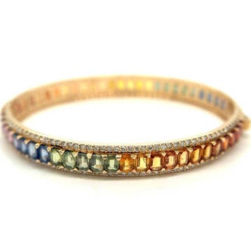 Armband - 14 karaat Geel goud - 11.18ct. tw. Saffier -, Sieraden, Tassen en Uiterlijk, Armbanden, Nieuw