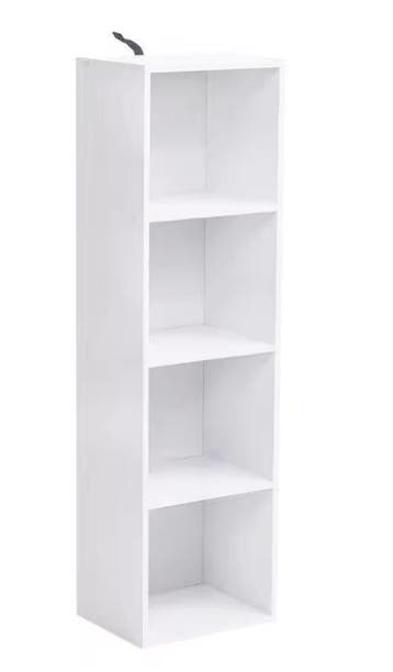 Boekenkast met 4 Vakken – Witte Houten Staande Opbergkast, Huis en Inrichting, Verzenden, Nieuw
