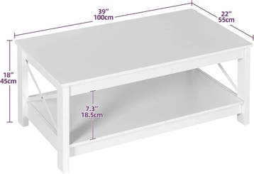 YITAHOME Salontafel, dik hout met 2 niveaus, metalen X-vo..., Verzenden, Nieuw