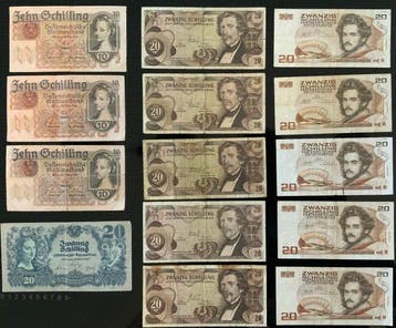 Oostenrijk. - 11 x 20 Schilling, 3 x 10 Schilling - various