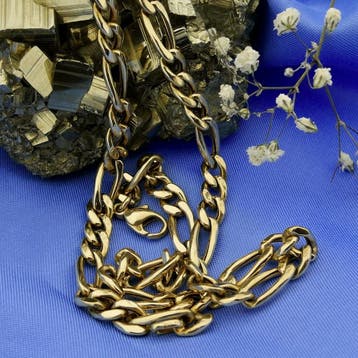 Gouden Figaro schakelketting, Ophalen of Verzenden, Gebruikt, Overige kleuren, Goud
