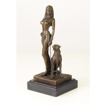 BRONZEN BEELD VAN CLEOPATRA MET PANTER (Interieur), Verzenden, Nieuw