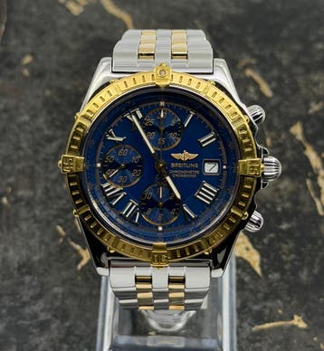 Breitling Crosswinds - Chronograph - Blue Dial - D1335, Gebruikt, Breitling, Polshorloge, Goud