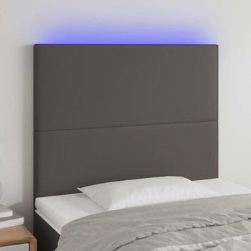 vidaXL Hoofdbord LED 100x5x118/128 cm kunstleer grijs, Verzenden, Nieuw, Grijs, Overige materialen
