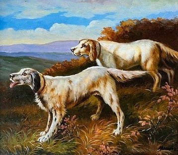 European school (XIX), signed Hermann - Hunde auf der Jagd