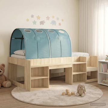 vidaXL Bed met Tunnel 3 st Sonoma eiken en lichtblauw, Verzenden, Nieuw, Bruin, Hout