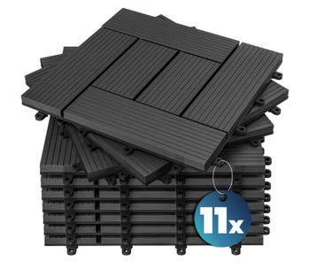 Tegels 11 stuks Mozaïek Antraciet WPC 30x30cm (Tuin Tegels), Verzenden, Nieuw
