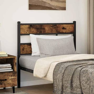 vidaXL Vervangend hoofdbord 80 cm ijzer en gerookt, Verzenden, Nieuw, Bruin, Hout
