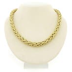 Bicolor gouden vossenstaart schakelcollier (Ketting), Ophalen of Verzenden, Gebruikt, Overige kleuren, Goud