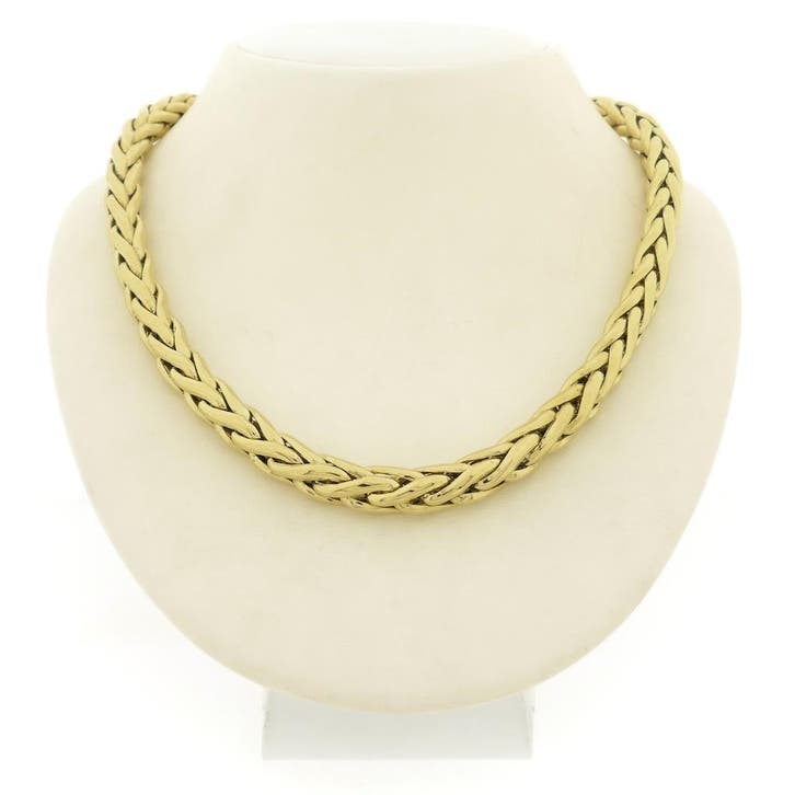 Bicolor gouden vossenstaart schakelcollier (Ketting), Sieraden, Tassen en Uiterlijk, Kettingen, Overige kleuren, Gebruikt, Goud