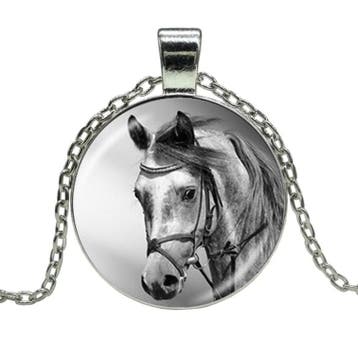Fako Bijoux - Ketting - Cabochon - Paardenhoofd - Zwart/Wit, Verzenden, Nieuw