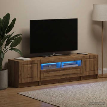 vidaXL LED tv-meubel UTRECHT 3 st Artisanaal eiken Bewerkt, Minder dan 50 cm, Verzenden, Nieuw, Minder dan 100 cm