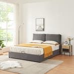 Tweepersoonsbed Lunner met bedbodem 204x146x96 cm donkergrij, Verzenden, Nieuw