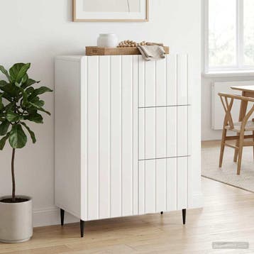 vidaXL Dressoir Hoogglans Wit 66 x 34,5 x 91,5 cm Bewerkt, Verzenden, Nieuw, Overige houtsoorten, Minder dan 50 cm