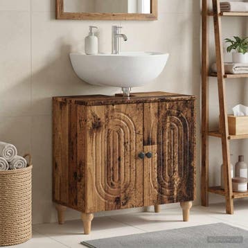 vidaXL Badkamer wastafelkast ALKMAAR Oud hout 59,5 x 31,5 x, Huis en Inrichting, Badkamer | Badkamermeubels, Verzenden, Nieuw