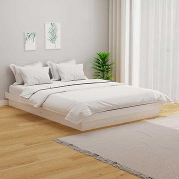 vidaXL Bedframe massief hout wit 150x200 cm, Verzenden, Wit, Overige maten, 200 cm