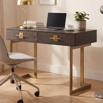 *WOONWINKEL* Kare Design Osaka Bureau Donker Hout Met Messin, Verzenden, Nieuw