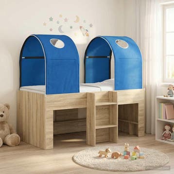 vidaXL Bed met Tunnel 3 st Sonoma en Blauw Bewerkt hout, Verzenden, Nieuw, Bruin, Hout