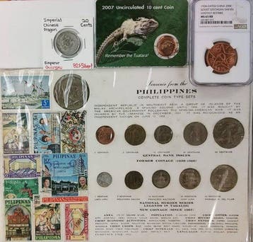 China, Nieuw-Zeeland, Filipijnen. 1934-dated China 200, Postzegels en Munten