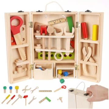 Ruhhy Houten Gereedschapskist Set voor Kinderen - Veilig..., Ophalen of Verzenden, Nieuw