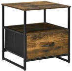 Industrieel Nachtkastje – 45x40x50,5 cm Donker Hout, Zwart, Huis en Inrichting, Slaapkamer | Nachtkastjes, Verzenden, Nieuw, 45 tot 65 cm