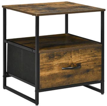 Industrieel Nachtkastje – 45x40x50,5 cm Donker Hout, Zwart, Huis en Inrichting, Slaapkamer | Nachtkastjes, Verzenden, Nieuw, 45 tot 65 cm