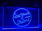 Cocktails & dreams en neon bord lamp verlichting cocktail  X, Verzenden, Nieuw