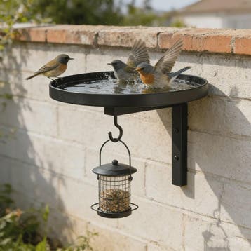 3-in-1 Vogelvoederhuisje, Vogelbad en Plantenhaak - Metalen, Verzenden, Nieuw