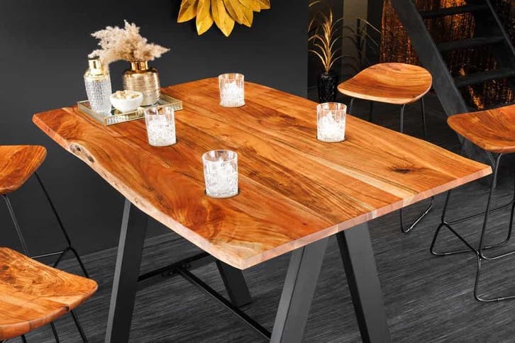 Massief houten bartafel MAMMUT 120cm natuurlijke acaciaboom, Huis en Inrichting, Tafels | Eettafels, Ophalen of Verzenden
