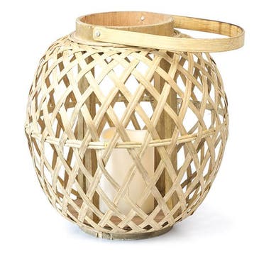 Lantaarn lamp | Lumineo | Ø 28 cm (Led, Batterij, Bamboe), Tuin en Terras, Verzenden, Nieuw
