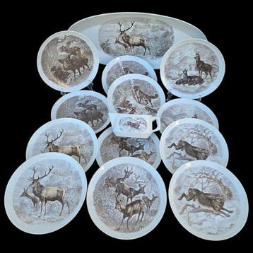 décor gibiers chasse - illustrations réalistes rares - P.F à