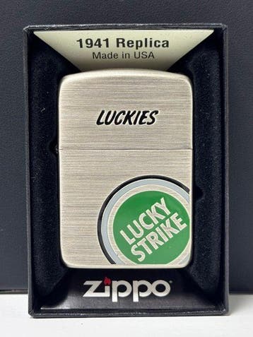 Zippo - Lucky Strike (Etichetta Verde) del 1941 in argento, Nieuw